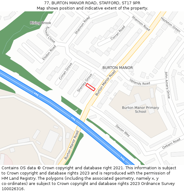 77, BURTON MANOR ROAD, STAFFORD, ST17 9PR: Location map and indicative extent of plot