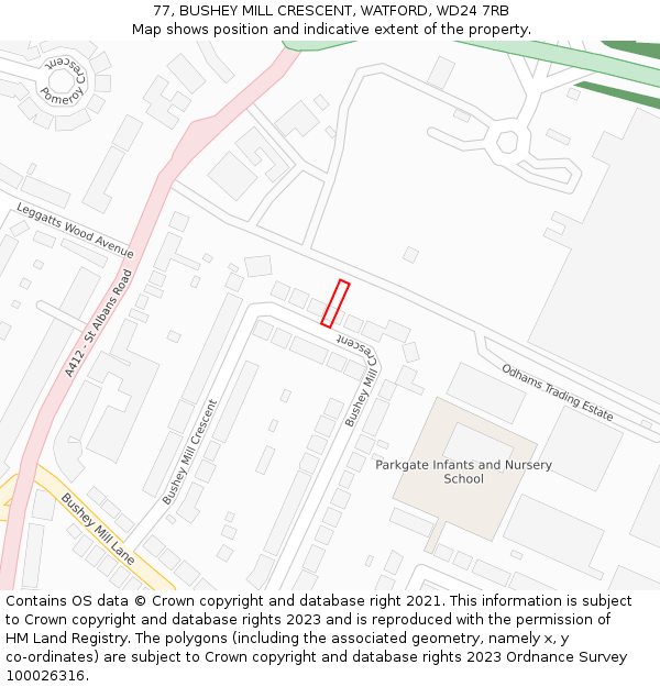 77, BUSHEY MILL CRESCENT, WATFORD, WD24 7RB: Location map and indicative extent of plot