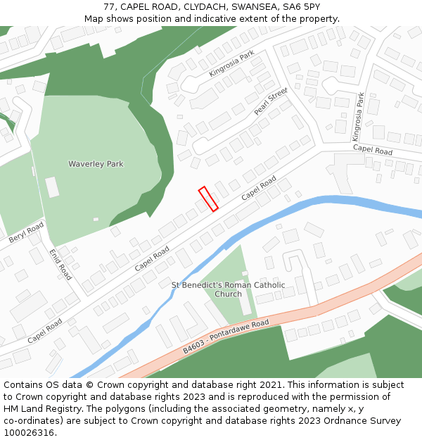 77, CAPEL ROAD, CLYDACH, SWANSEA, SA6 5PY: Location map and indicative extent of plot