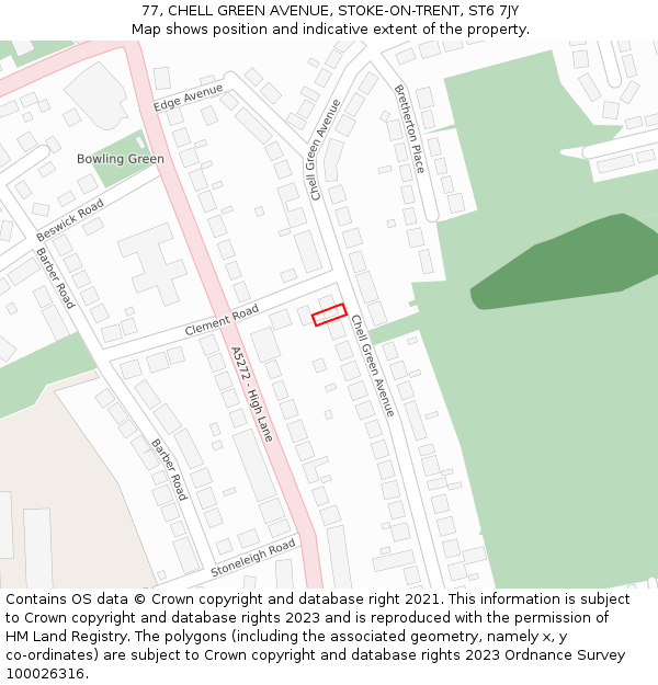 77, CHELL GREEN AVENUE, STOKE-ON-TRENT, ST6 7JY: Location map and indicative extent of plot