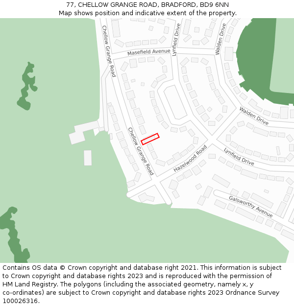 77, CHELLOW GRANGE ROAD, BRADFORD, BD9 6NN: Location map and indicative extent of plot