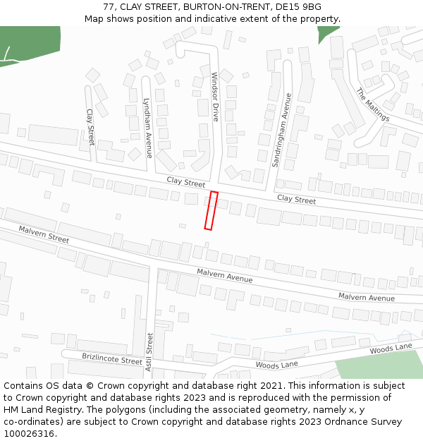 77, CLAY STREET, BURTON-ON-TRENT, DE15 9BG: Location map and indicative extent of plot