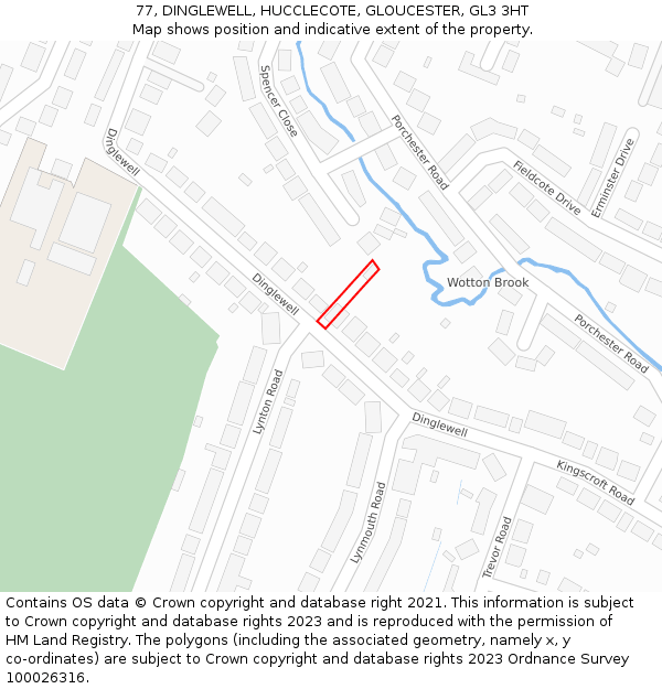 77, DINGLEWELL, HUCCLECOTE, GLOUCESTER, GL3 3HT: Location map and indicative extent of plot
