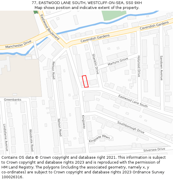 77, EASTWOOD LANE SOUTH, WESTCLIFF-ON-SEA, SS0 9XH: Location map and indicative extent of plot