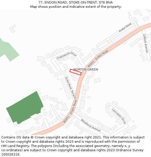 77, ENDON ROAD, STOKE-ON-TRENT, ST6 8NA: Location map and indicative extent of plot