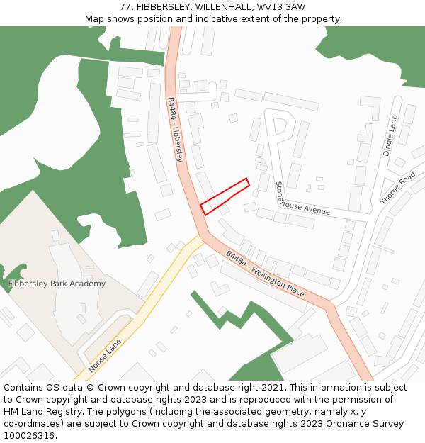 77, FIBBERSLEY, WILLENHALL, WV13 3AW: Location map and indicative extent of plot