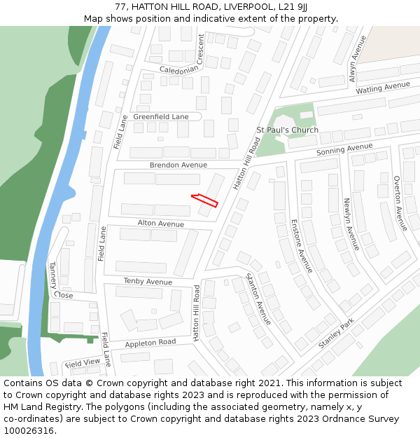 77, HATTON HILL ROAD, LIVERPOOL, L21 9JJ: Location map and indicative extent of plot