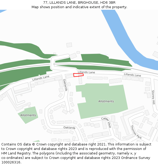 77, LILLANDS LANE, BRIGHOUSE, HD6 3BR: Location map and indicative extent of plot