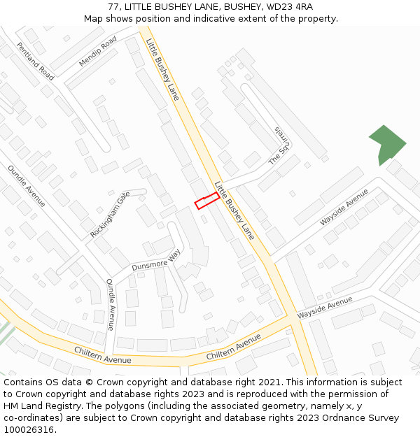 77, LITTLE BUSHEY LANE, BUSHEY, WD23 4RA: Location map and indicative extent of plot