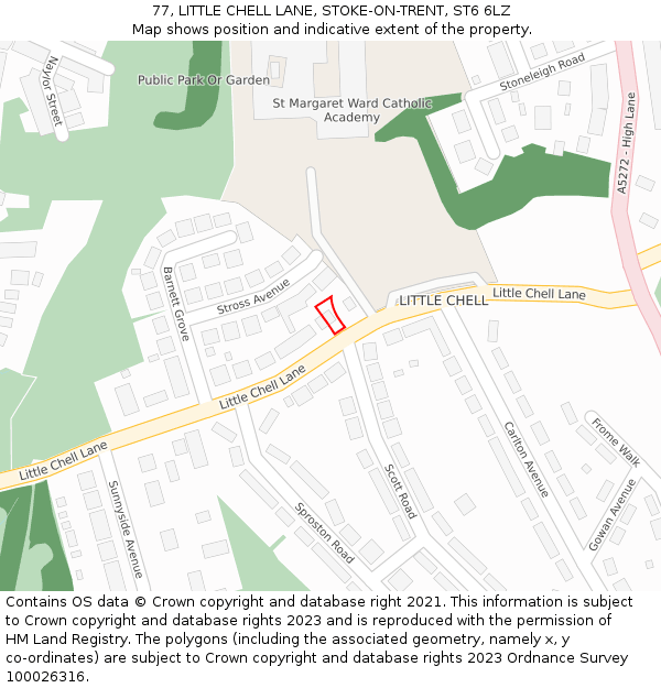 77, LITTLE CHELL LANE, STOKE-ON-TRENT, ST6 6LZ: Location map and indicative extent of plot