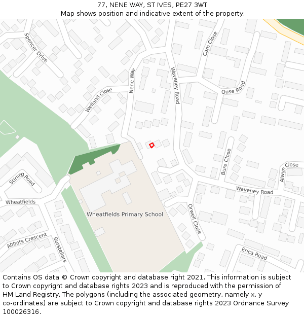 77, NENE WAY, ST IVES, PE27 3WT: Location map and indicative extent of plot