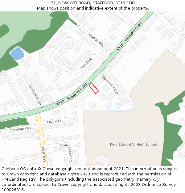 77, NEWPORT ROAD, STAFFORD, ST16 1DB: Location map and indicative extent of plot