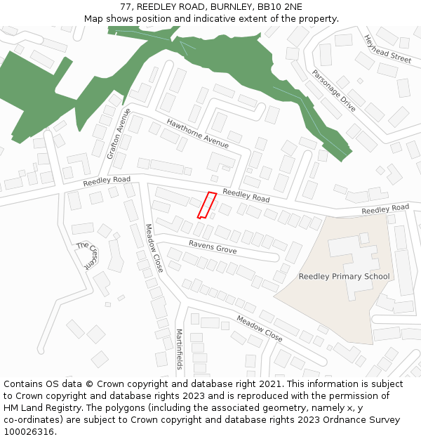 77, REEDLEY ROAD, BURNLEY, BB10 2NE: Location map and indicative extent of plot