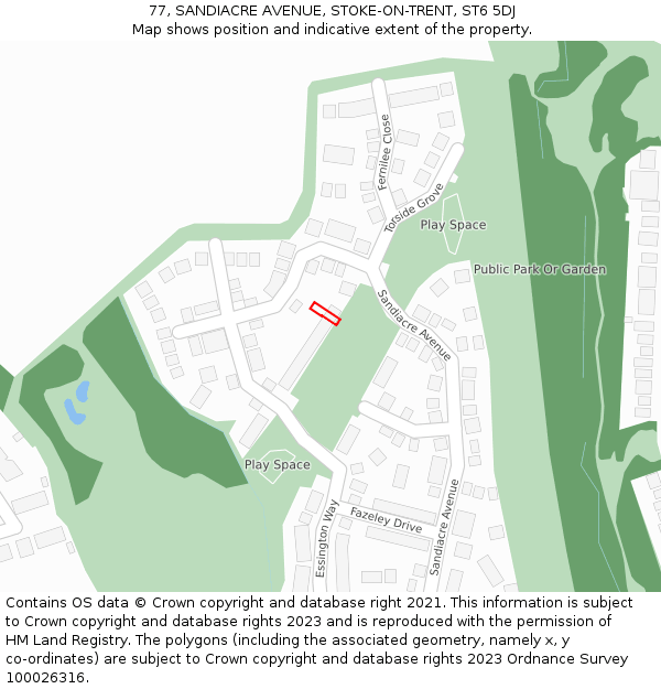 77, SANDIACRE AVENUE, STOKE-ON-TRENT, ST6 5DJ: Location map and indicative extent of plot
