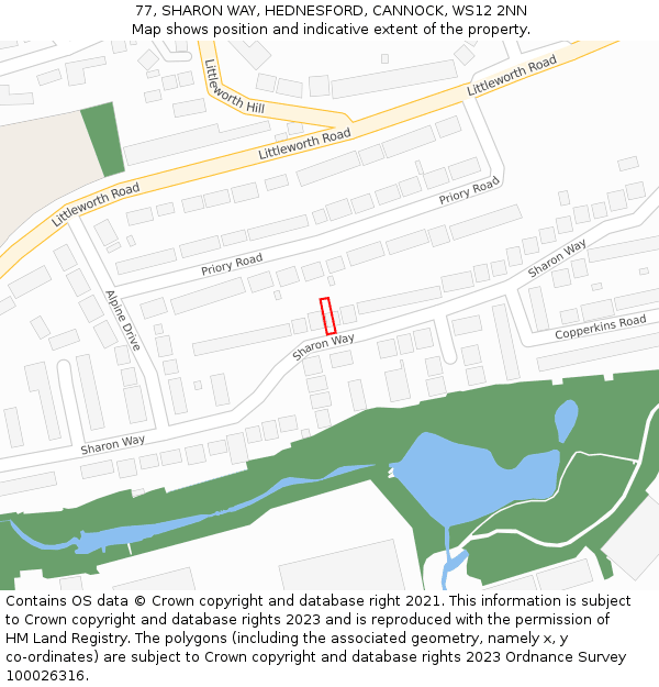 77, SHARON WAY, HEDNESFORD, CANNOCK, WS12 2NN: Location map and indicative extent of plot