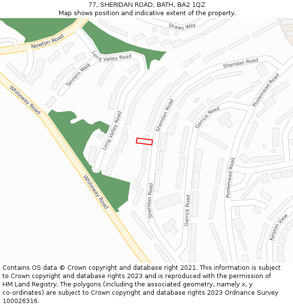 77, SHERIDAN ROAD, BATH, BA2 1QZ: Location map and indicative extent of plot
