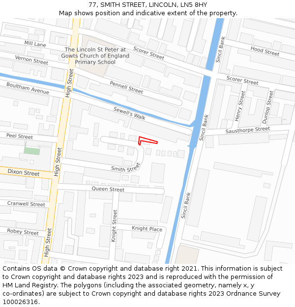 77, SMITH STREET, LINCOLN, LN5 8HY: Location map and indicative extent of plot