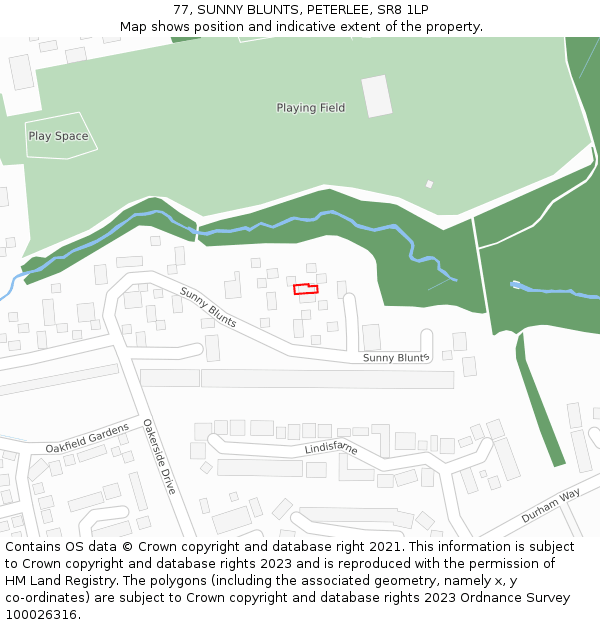77, SUNNY BLUNTS, PETERLEE, SR8 1LP: Location map and indicative extent of plot