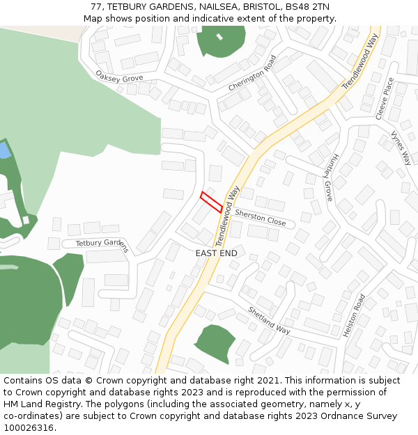 77, TETBURY GARDENS, NAILSEA, BRISTOL, BS48 2TN: Location map and indicative extent of plot