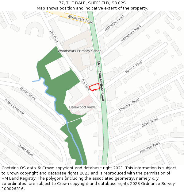 77, THE DALE, SHEFFIELD, S8 0PS: Location map and indicative extent of plot