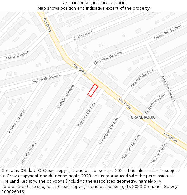77, THE DRIVE, ILFORD, IG1 3HF: Location map and indicative extent of plot
