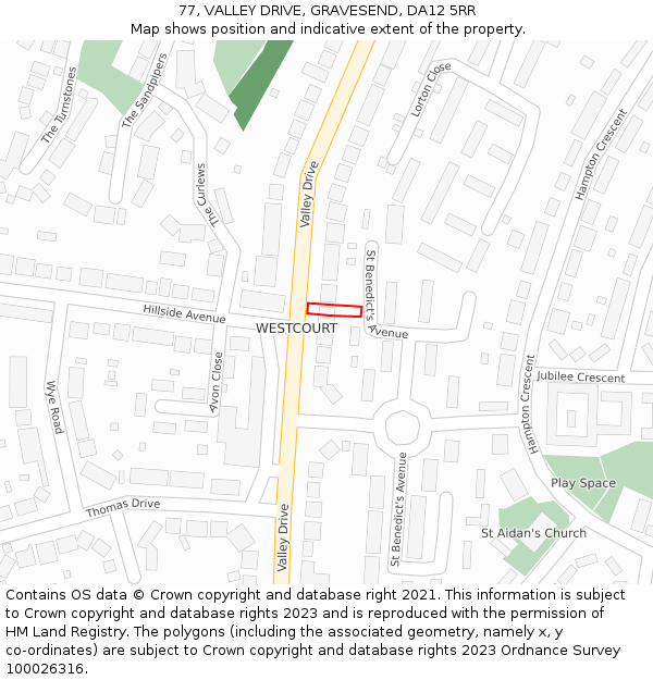 77, VALLEY DRIVE, GRAVESEND, DA12 5RR: Location map and indicative extent of plot