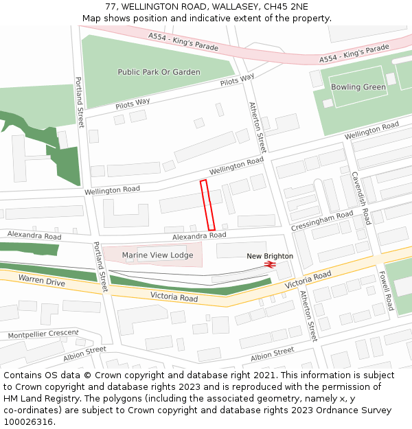 77, WELLINGTON ROAD, WALLASEY, CH45 2NE: Location map and indicative extent of plot
