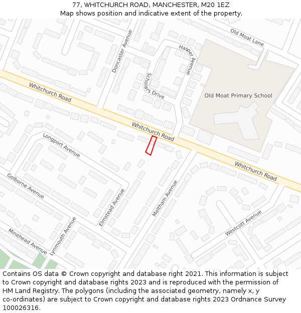 77, WHITCHURCH ROAD, MANCHESTER, M20 1EZ: Location map and indicative extent of plot
