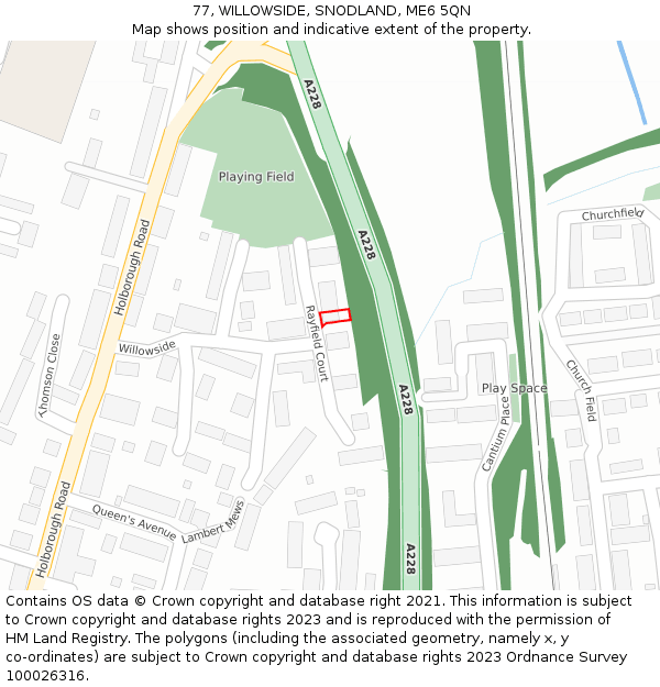 77, WILLOWSIDE, SNODLAND, ME6 5QN: Location map and indicative extent of plot