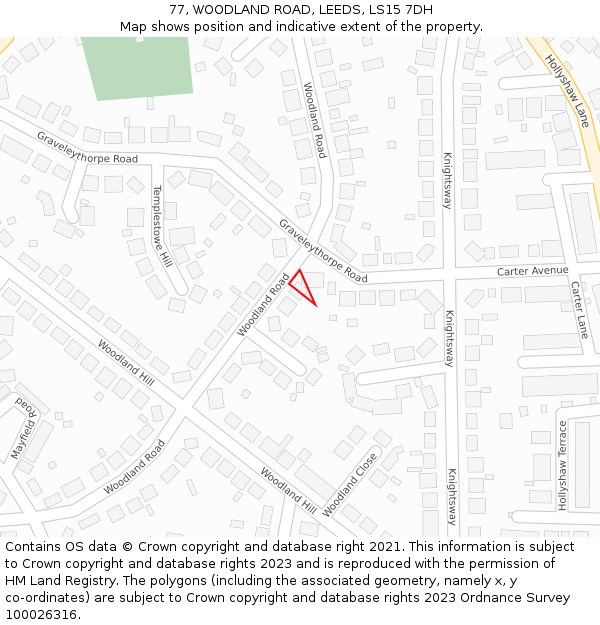 77, WOODLAND ROAD, LEEDS, LS15 7DH: Location map and indicative extent of plot