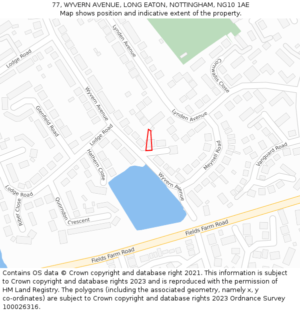 77, WYVERN AVENUE, LONG EATON, NOTTINGHAM, NG10 1AE: Location map and indicative extent of plot