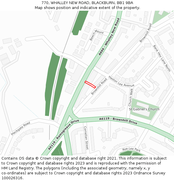 770, WHALLEY NEW ROAD, BLACKBURN, BB1 9BA: Location map and indicative extent of plot