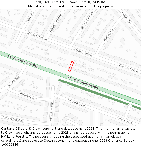 778, EAST ROCHESTER WAY, SIDCUP, DA15 8PF: Location map and indicative extent of plot