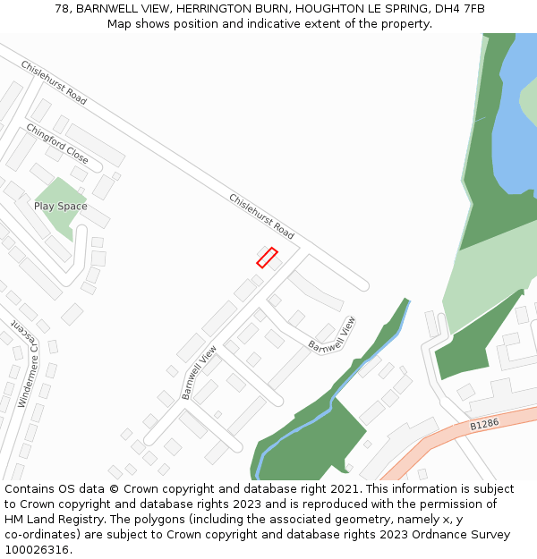 78, BARNWELL VIEW, HERRINGTON BURN, HOUGHTON LE SPRING, DH4 7FB: Location map and indicative extent of plot