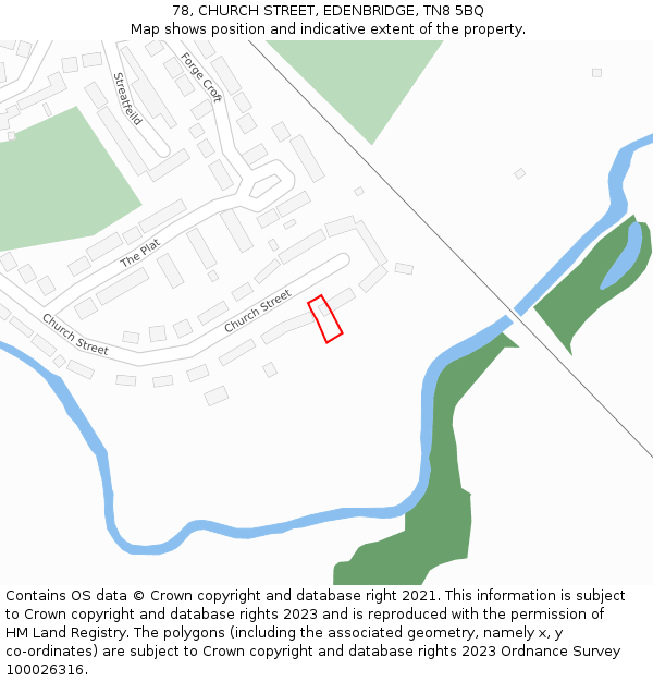 78, CHURCH STREET, EDENBRIDGE, TN8 5BQ: Location map and indicative extent of plot
