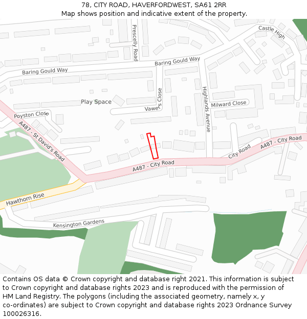 78, CITY ROAD, HAVERFORDWEST, SA61 2RR: Location map and indicative extent of plot