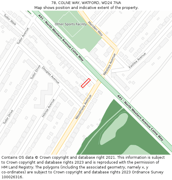 78, COLNE WAY, WATFORD, WD24 7NA: Location map and indicative extent of plot