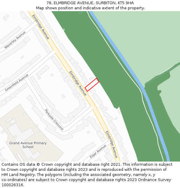 78, ELMBRIDGE AVENUE, SURBITON, KT5 9HA: Location map and indicative extent of plot