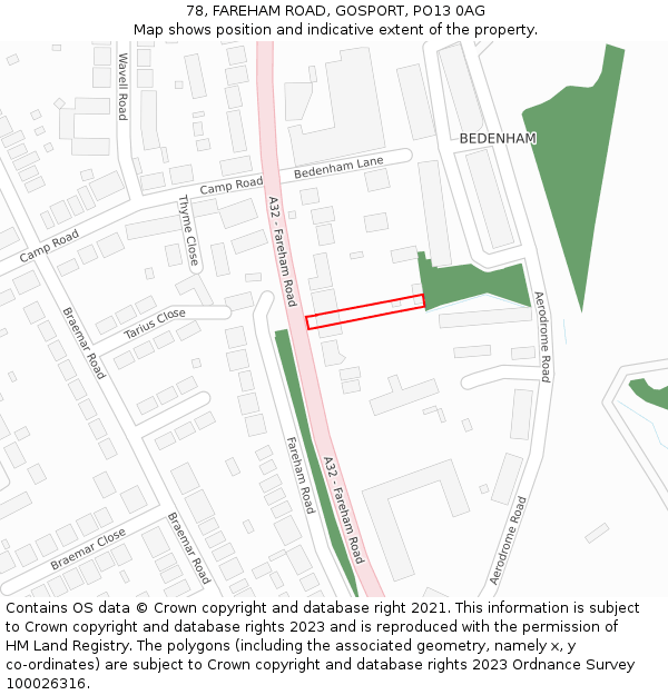 78, FAREHAM ROAD, GOSPORT, PO13 0AG: Location map and indicative extent of plot