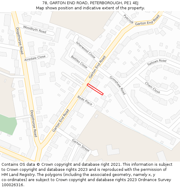 78, GARTON END ROAD, PETERBOROUGH, PE1 4EJ: Location map and indicative extent of plot