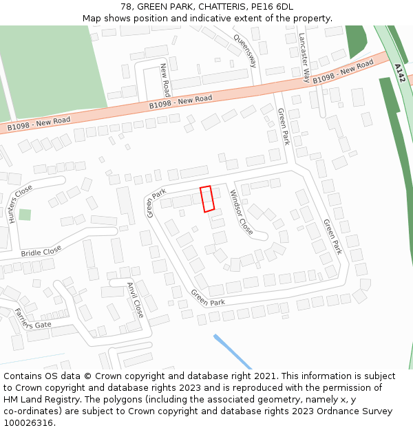 78, GREEN PARK, CHATTERIS, PE16 6DL: Location map and indicative extent of plot