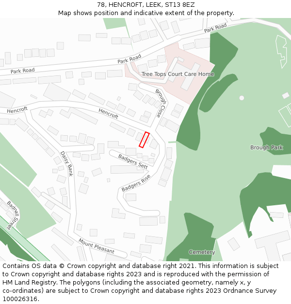 78, HENCROFT, LEEK, ST13 8EZ: Location map and indicative extent of plot
