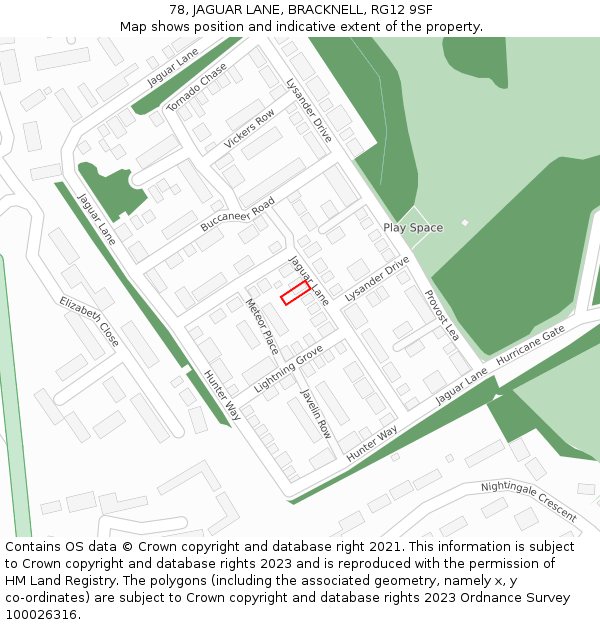 78, JAGUAR LANE, BRACKNELL, RG12 9SF: Location map and indicative extent of plot