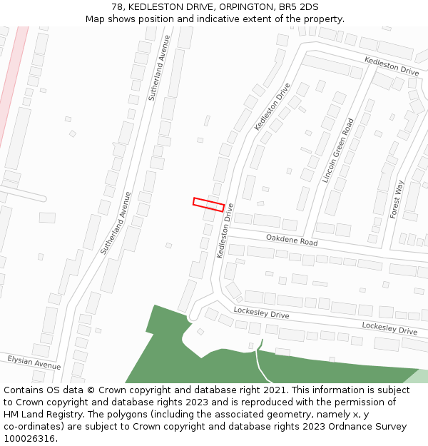 78, KEDLESTON DRIVE, ORPINGTON, BR5 2DS: Location map and indicative extent of plot