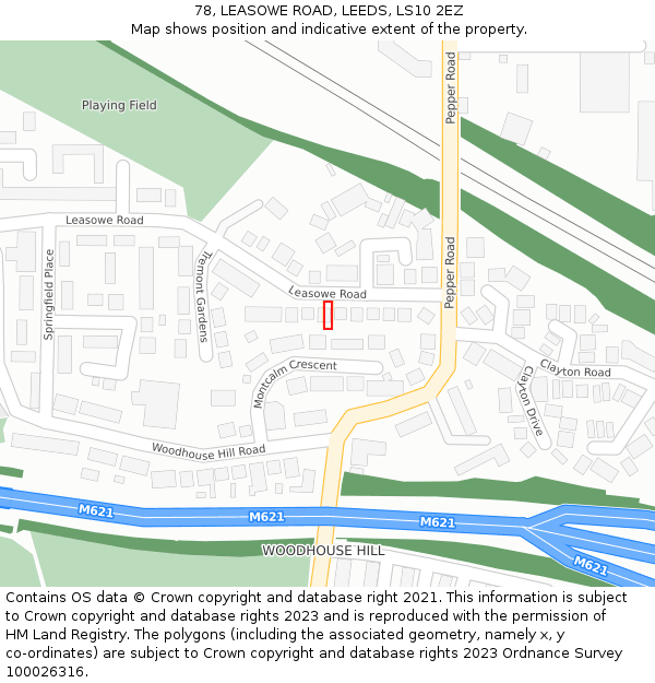 78, LEASOWE ROAD, LEEDS, LS10 2EZ: Location map and indicative extent of plot