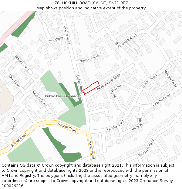 78, LICKHILL ROAD, CALNE, SN11 9EZ: Location map and indicative extent of plot