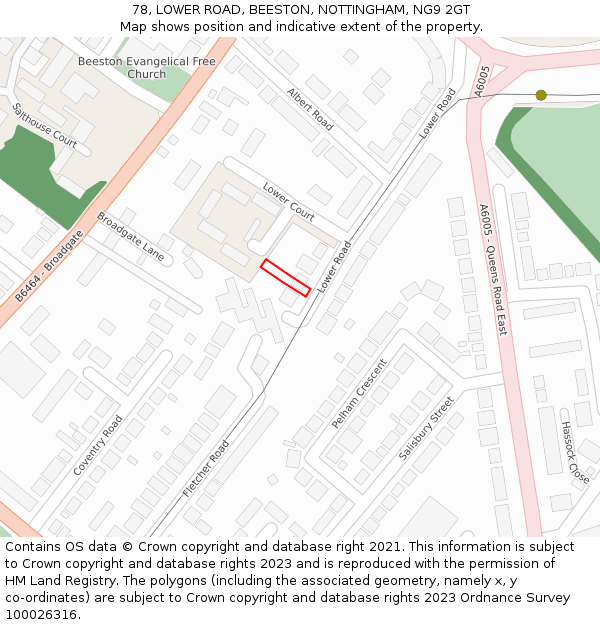 78, LOWER ROAD, BEESTON, NOTTINGHAM, NG9 2GT: Location map and indicative extent of plot
