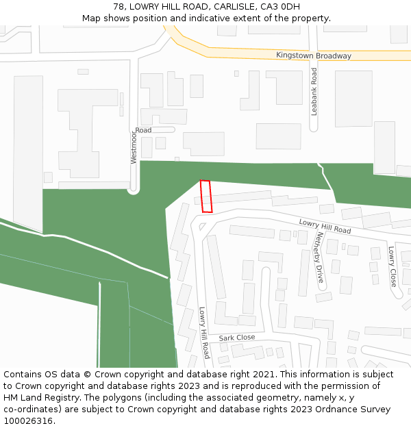 78, LOWRY HILL ROAD, CARLISLE, CA3 0DH: Location map and indicative extent of plot