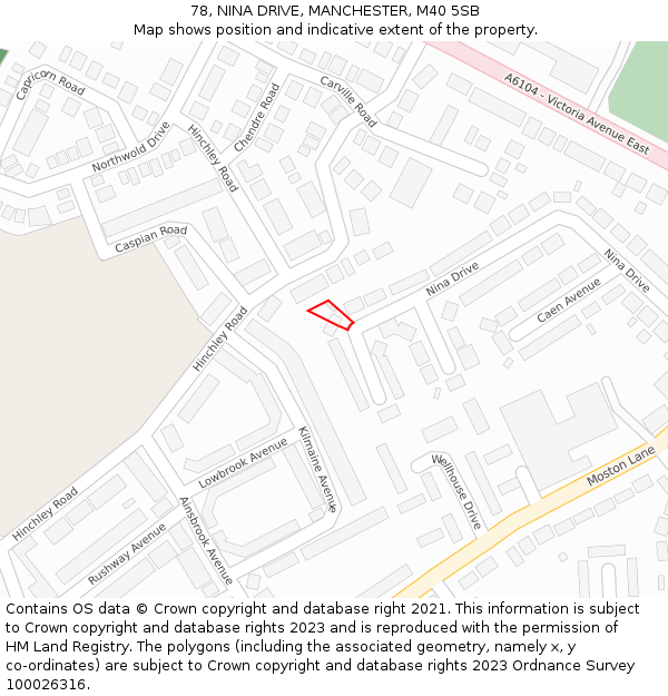 78, NINA DRIVE, MANCHESTER, M40 5SB: Location map and indicative extent of plot