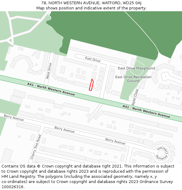 78, NORTH WESTERN AVENUE, WATFORD, WD25 0AJ: Location map and indicative extent of plot